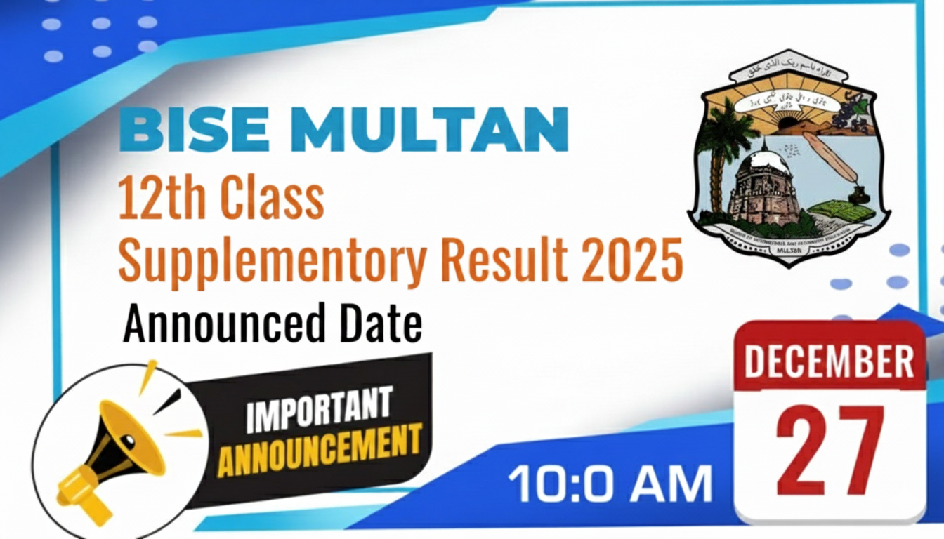 BISE Multan 12th Class Supplementary Result 2025 – Announced Date